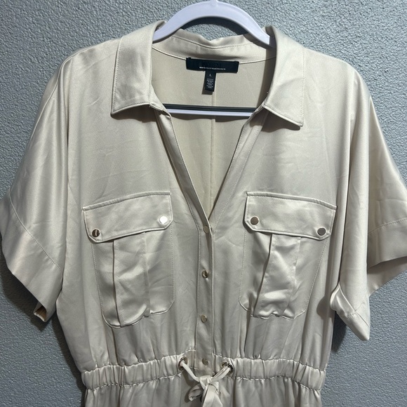 NWOT White House Black Market Cargo Utility shirt dress size large - Picture 7 of 12